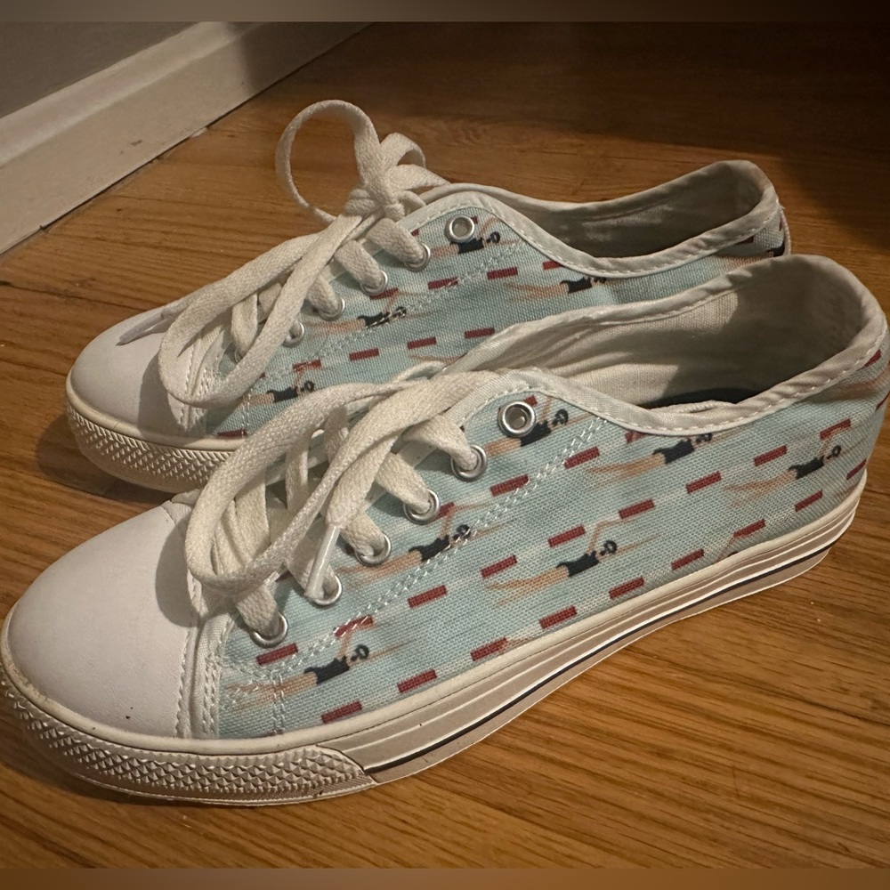Swimmer image canvas shoes size women’s 6 /eu 37 swim team sneakers athletic new